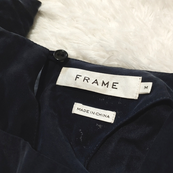 ⬇️Price Drop! Frame 100% Silk Peplum Top - Navy Blue/Red - Picture 9 of 13